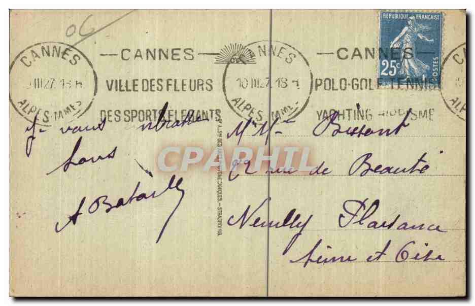 Cannes - La Croix des Gardes - CPA — Rückseite