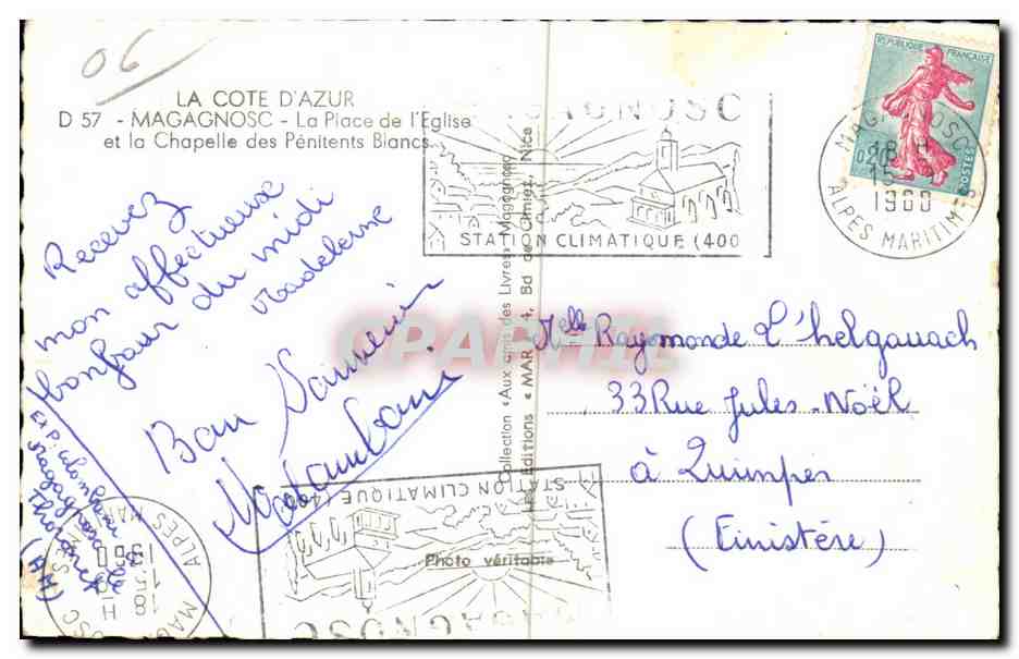Magagnosc - La Place de l Eglise et la Chapelle des Penitents Blancs - CPA — Rückseite