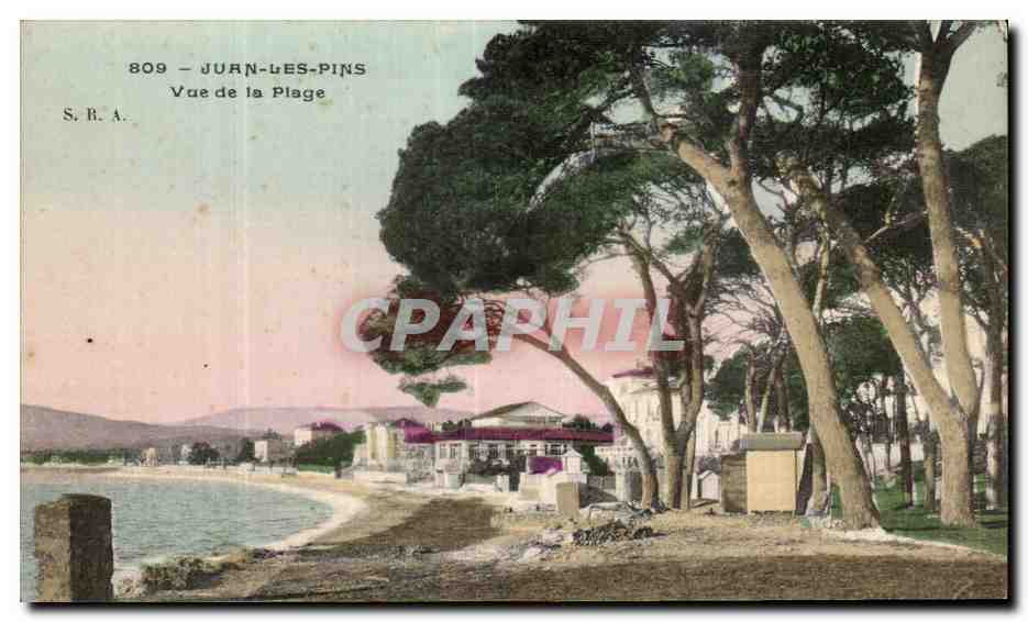 Juan les Pins - Vue de la Plage - CPA