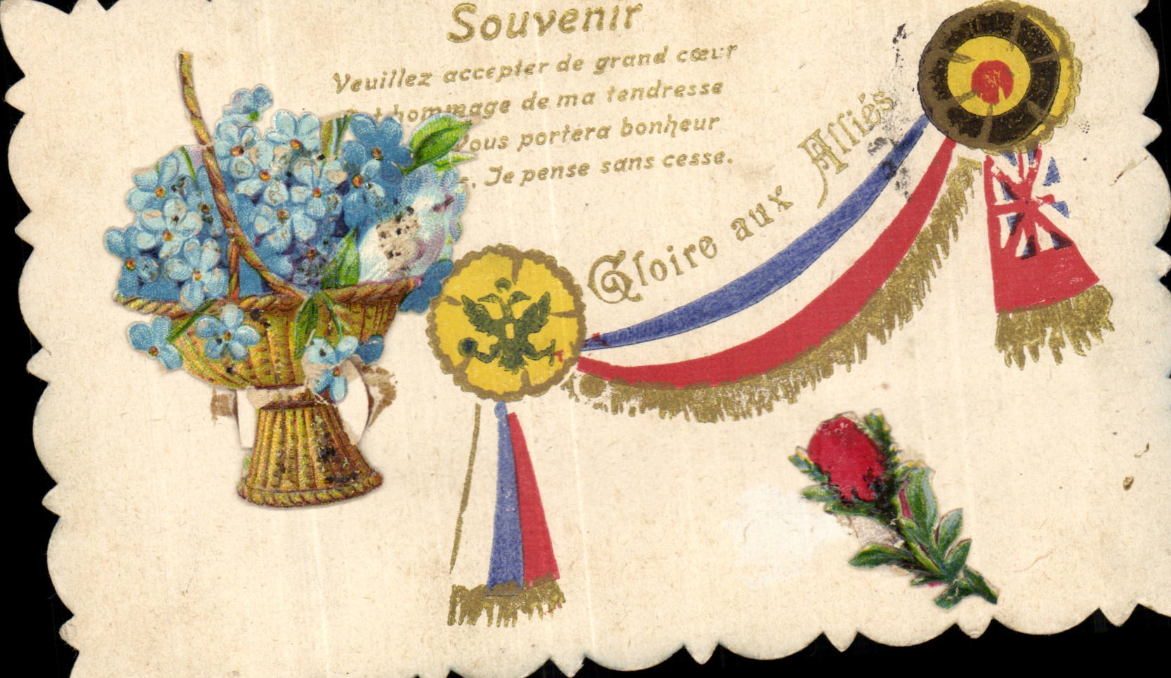 CPA Fantaisie Militaria Souvenir Gloire aux allies