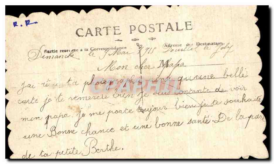 CPA Fantaisie Militaria Souvenir Gloire aux allies — Verso