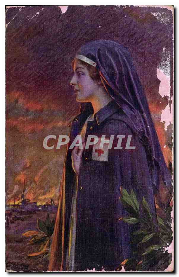 CPA Fantaisie Militaria Enjolras L ange guerisseur Infirmiere