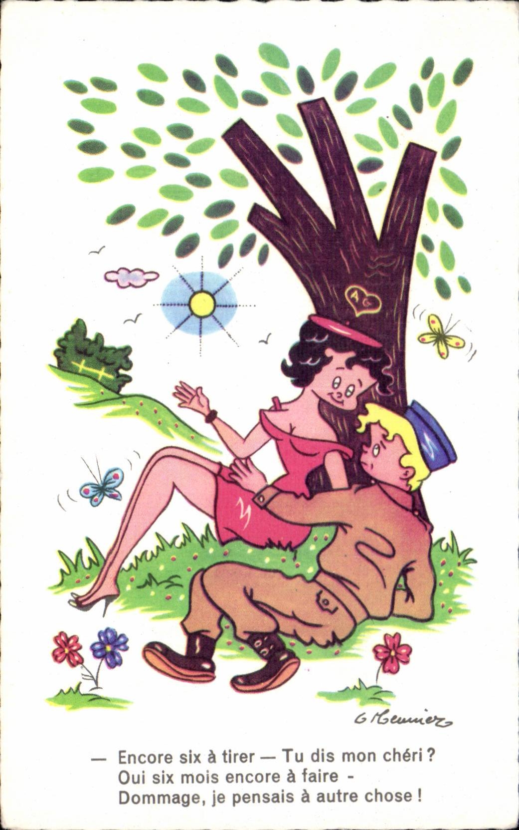 Couple amoureux sous un arbre — G. Beunier — Éditions G. Picard, Paris