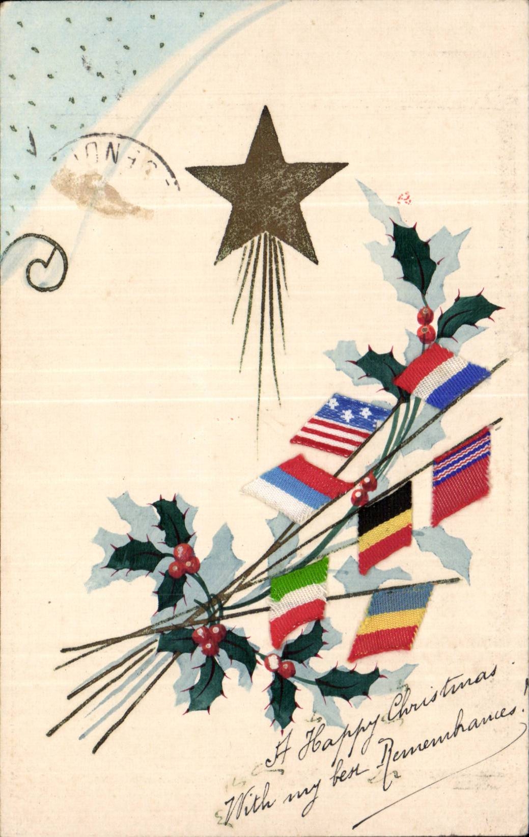CPA Fantaisie Militaria Drapeaux Flags
