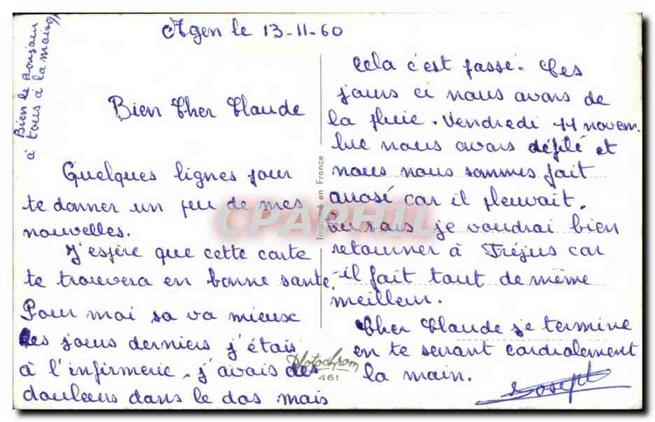 Soldados en discusión — caricatura de Rafhay — editor Photodrom, n°461 — Reverso
