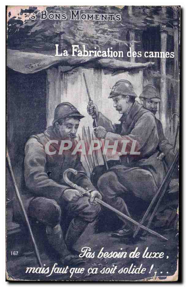 CPA Fantaisie Militaria Les bons moments La fabrication des cannes