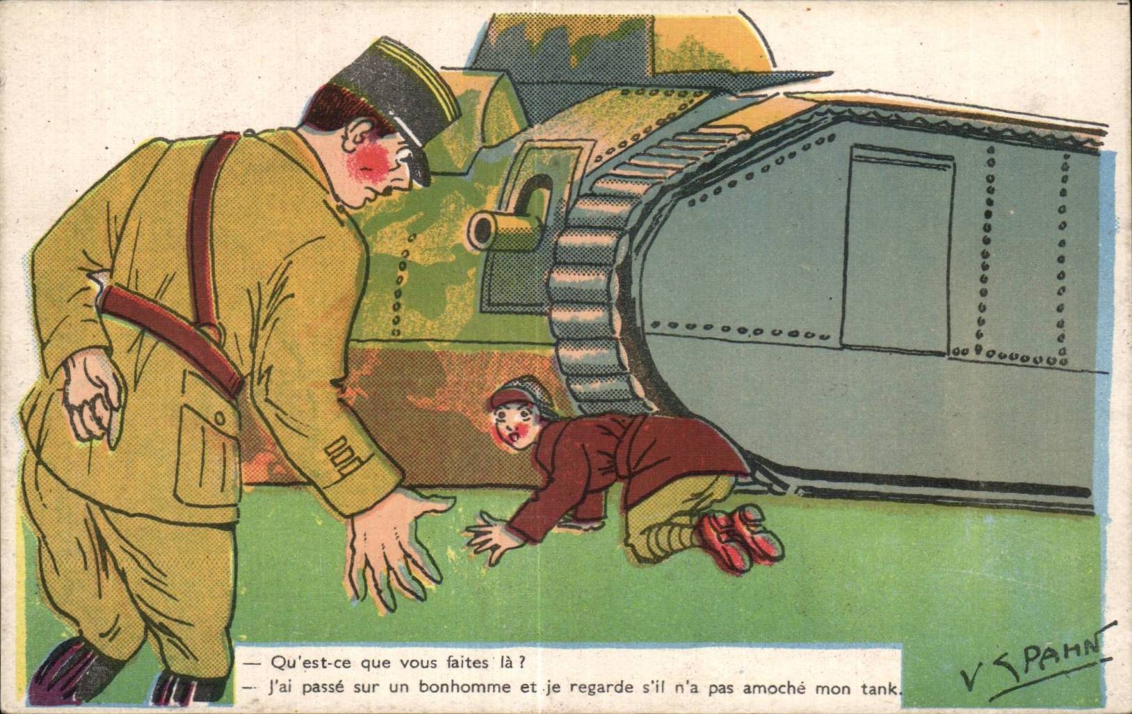CPA Fantaisie Militaria Humour Spahn Char d assaut Tank 
