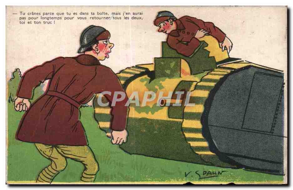 CPA Fantaisie Militaria Spahn Char d assaut Tank 