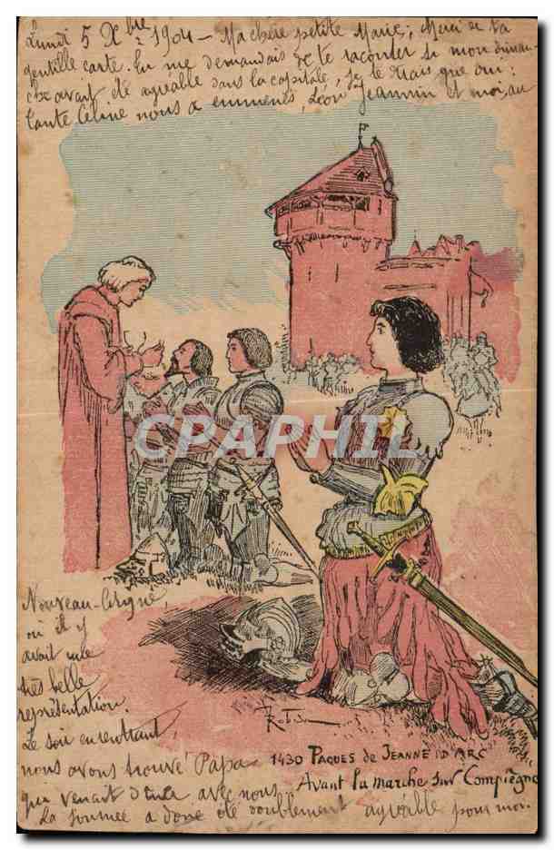 CPA Fantaisie PAques de Jeanne d arc avant la marche sur Compiegne 