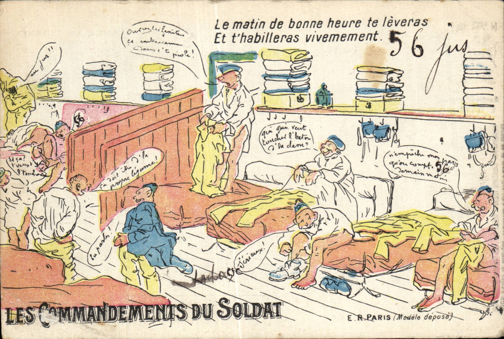 CPA Fantaisie Militaria Humour Les commandants du soldat