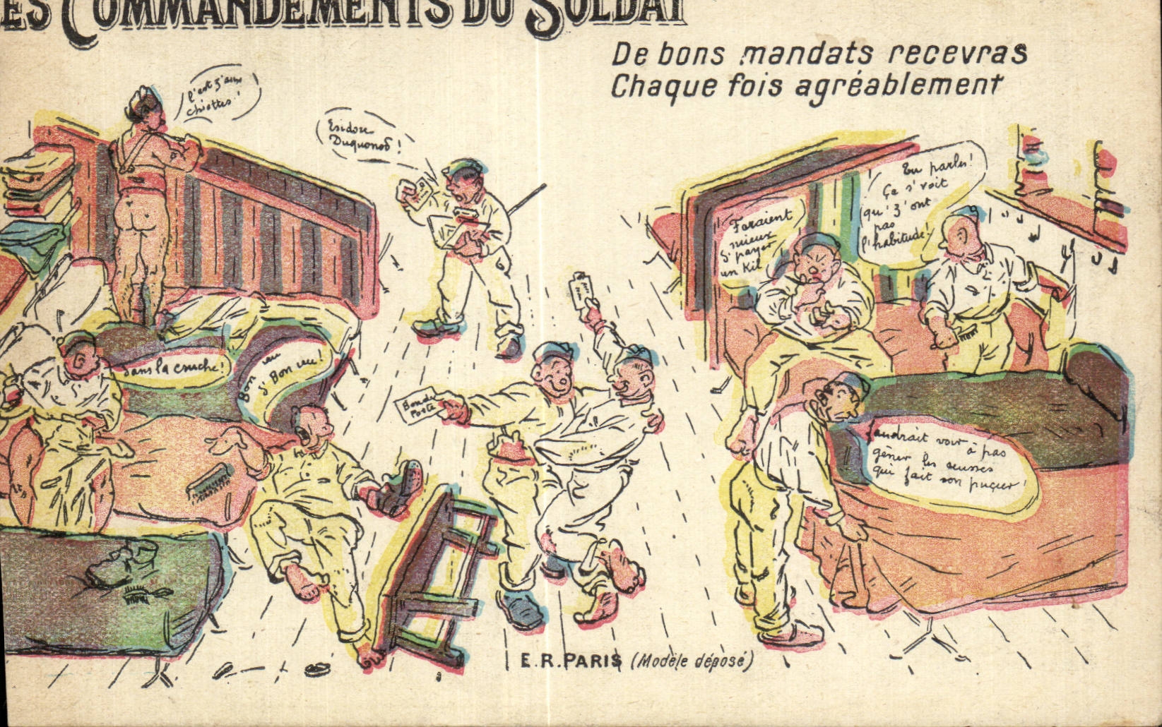 CPA Fantaisie Militaria Humour Les commandants du soldat