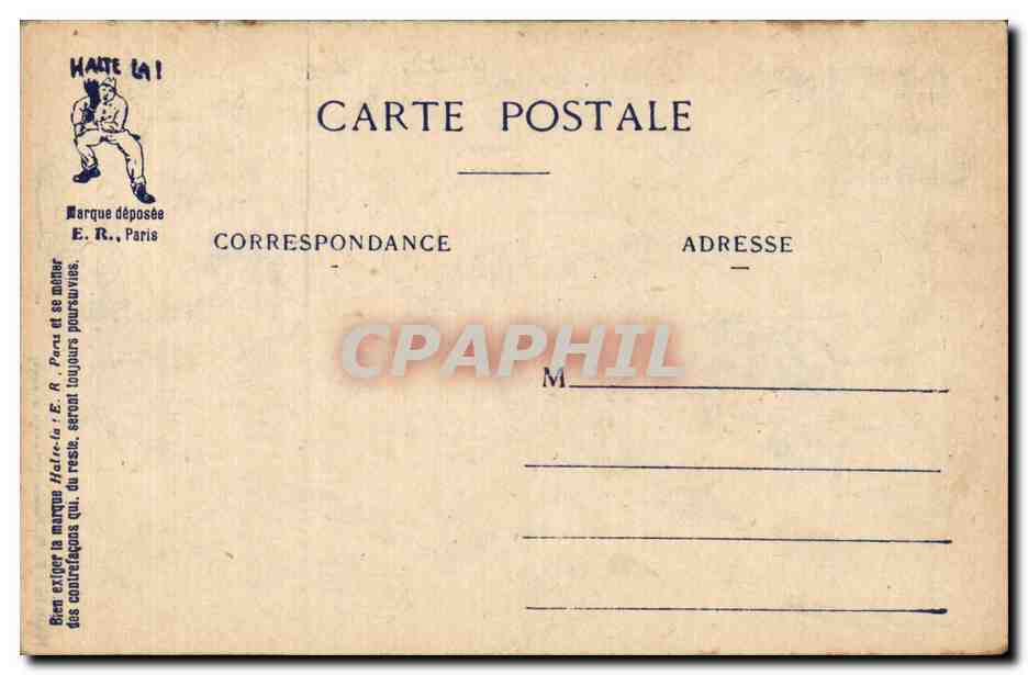 Le Tank de la Classe 1923 — caricature militaire — E.R. Paris — Reverso