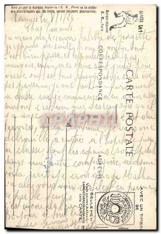 CPA Fantaisie Militaria Humour Expressions militaires Coucher a la boite — Achterkant