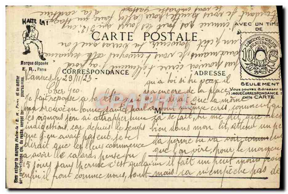 CPA Fantaisie Militaria Humour L alphabet du soldat Appel du soir — Verso