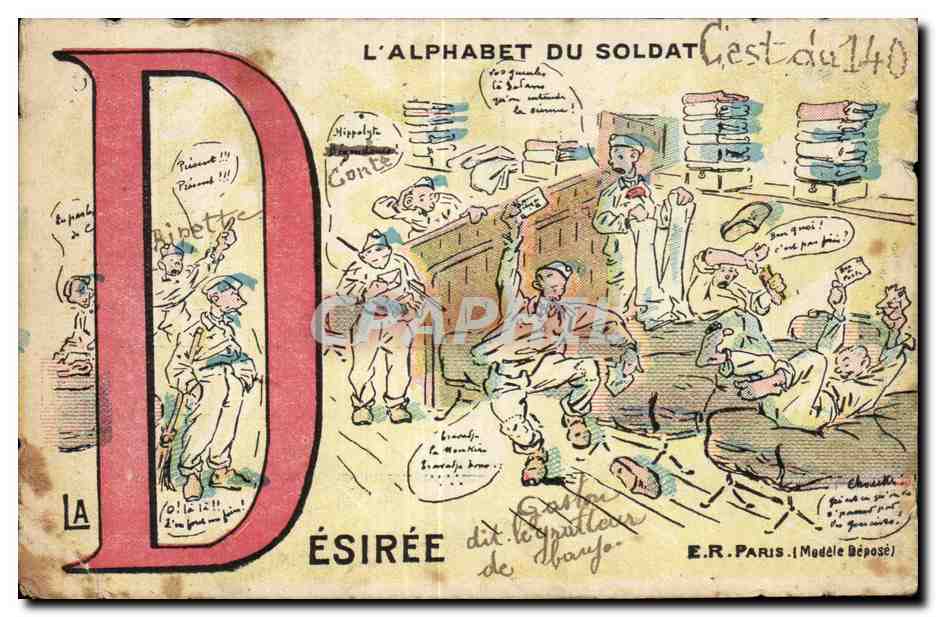 CPA Fantaisie Militaria Humour L alphabet du soldat Desiree