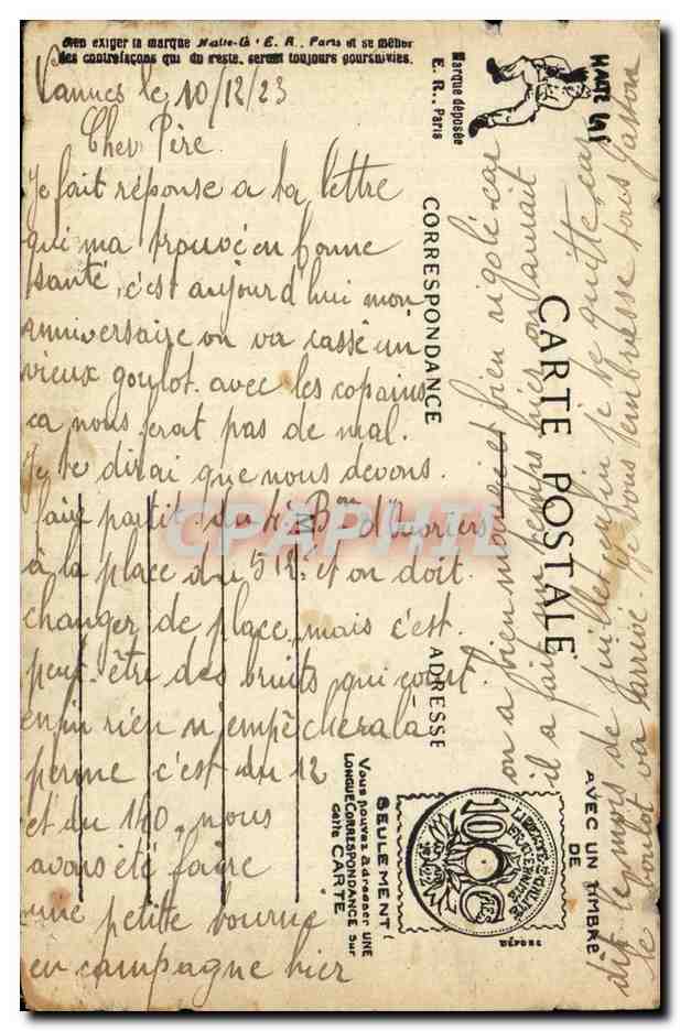 CPA Fantaisie Militaria Humour L alphabet du soldat Desiree — Verso