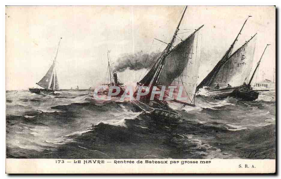 Le Havre - Rentree de Bateaux par grosse Mer - CPA