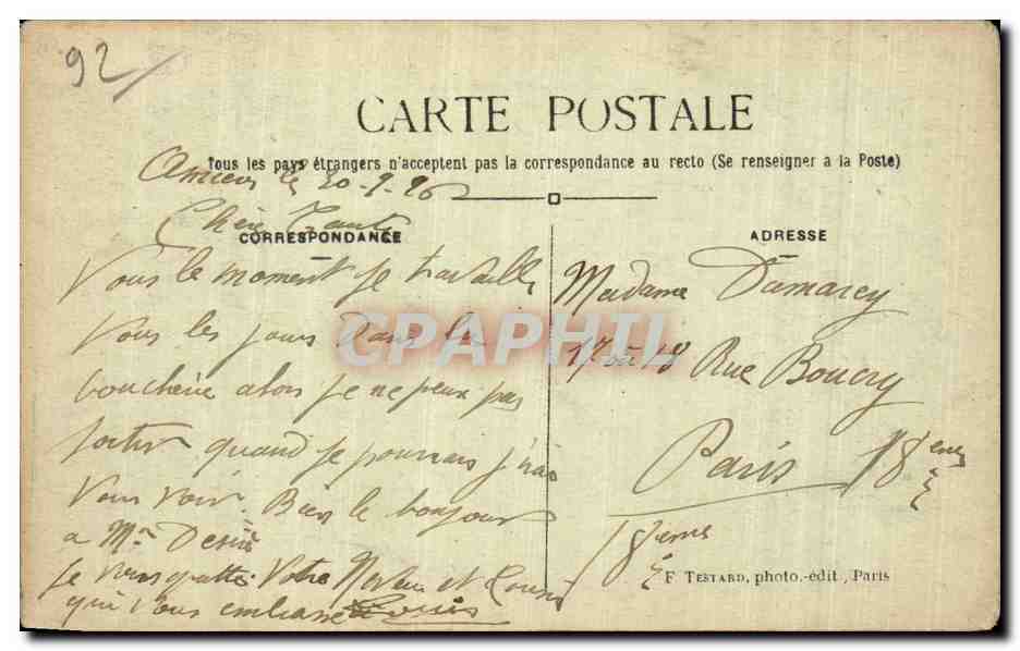 Asnieres Clichy - Vue Generale - Cimetiere des Chiens - CPA — Rückseite