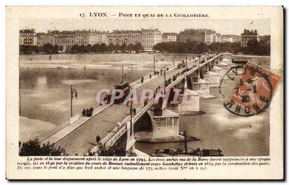 Lyon - Pont et Quai de la Guillotiere - CPA