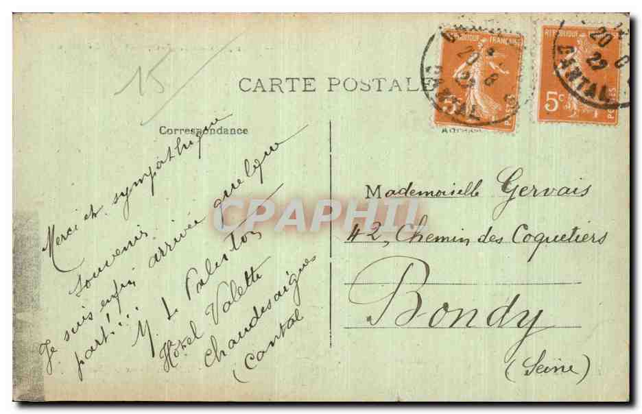 Chaudesaigues - Tournants du Courfour - route de Laguiole - CPA — Rückseite