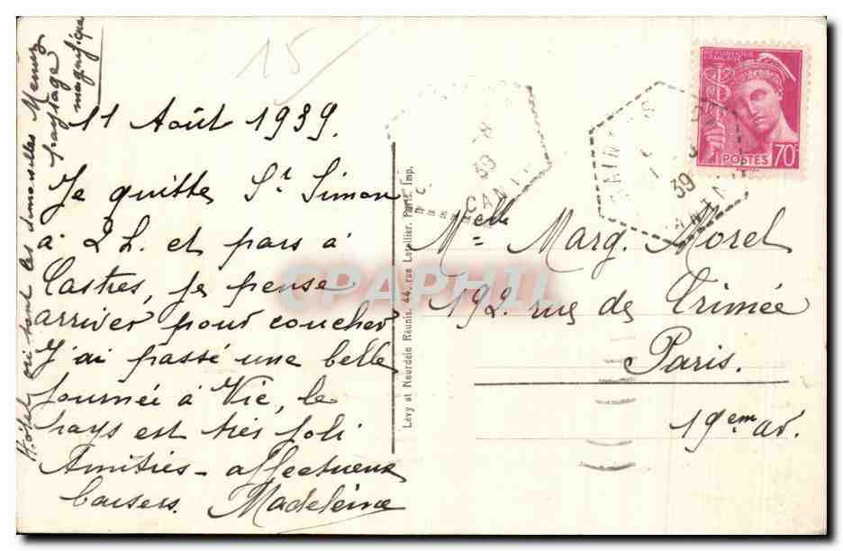 Vic sur Cere - Le Grand Hotel - CPA — Rückseite