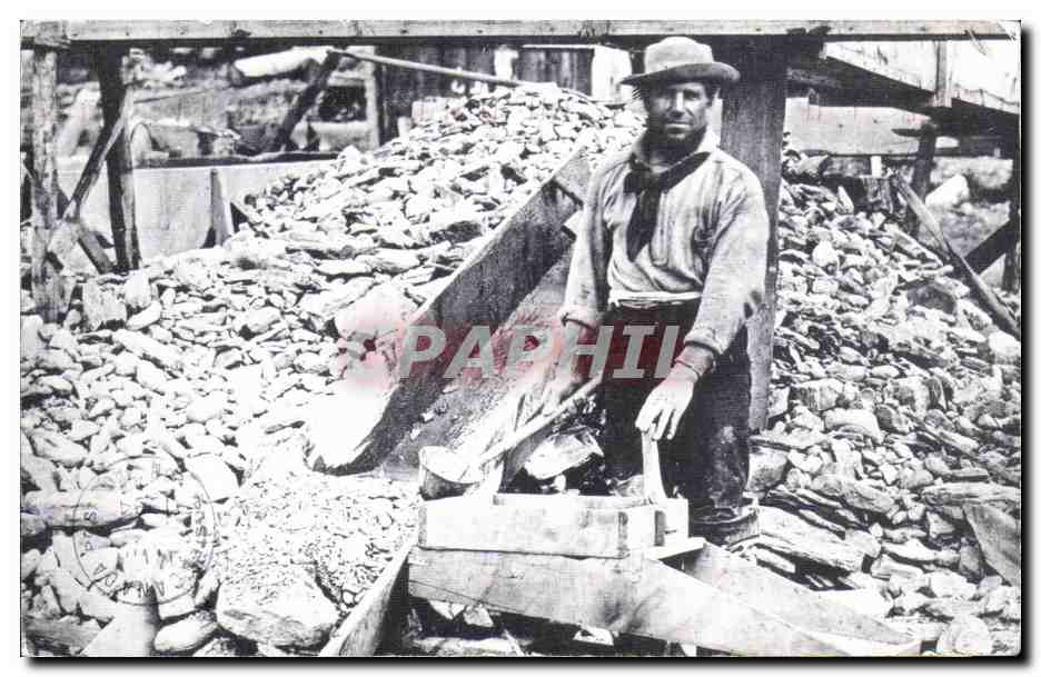 Billy Phinney — miner in a mineral processing site — PIONEER POSTCARDS