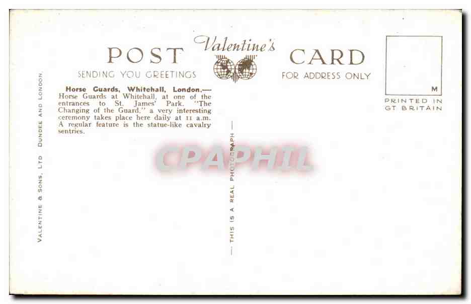 Angleterre - England - London - Horse Guards - Whitehall - CPA — Rückseite