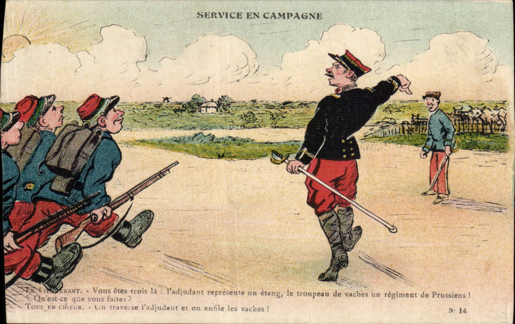 CPA Fantaisie Militaria Service en campagne Uniforme