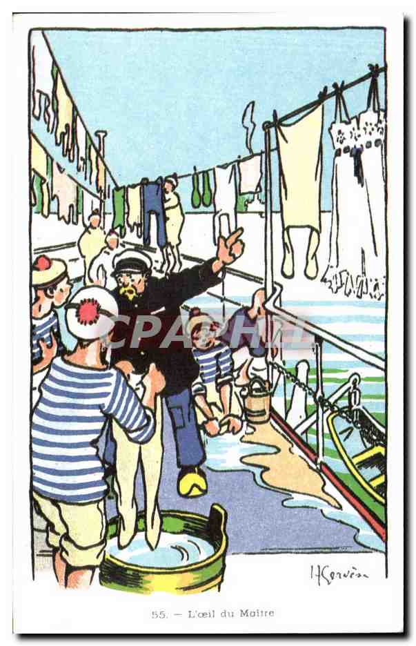 CPSM Fantaisie Militaria Humour Gervese Illustrateur L oeil du maitre Marins