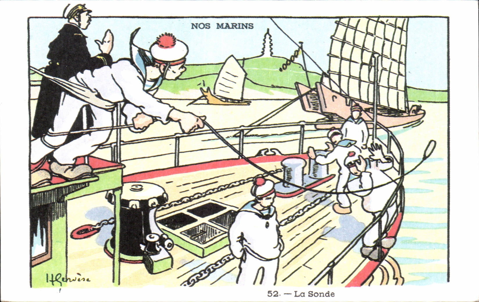 CPSM Fantaisie Militaria Humour Gervese Illustrateur La sonde Nos Marins