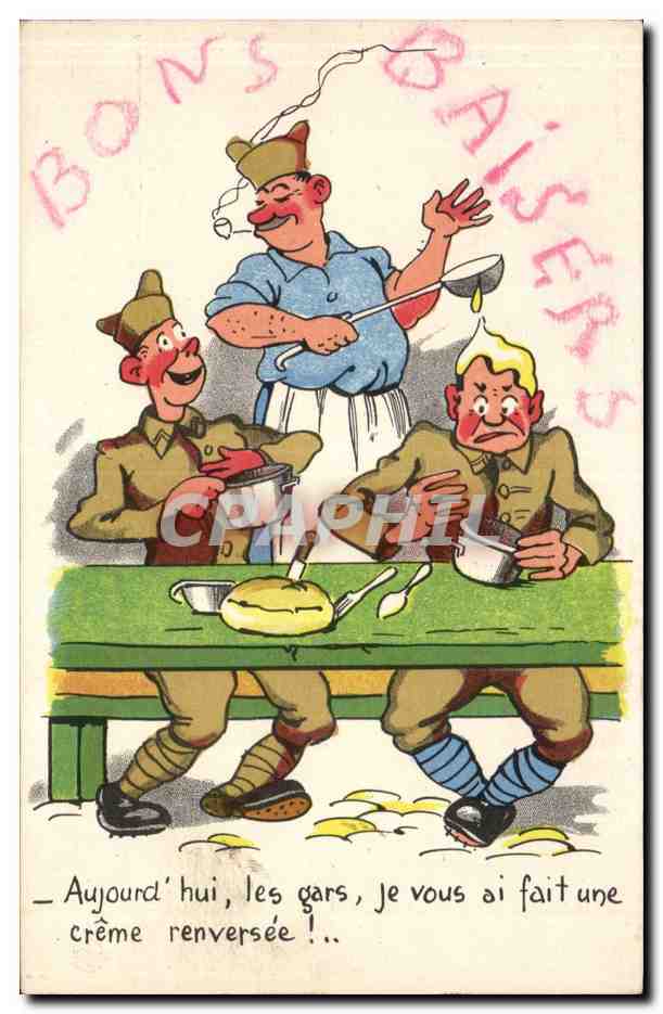 CPA Fantaisie Militaria Humour Bons baisers Cuisto Cuisinier