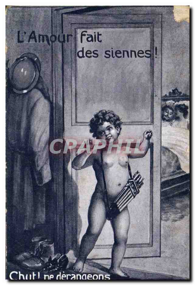 CPA Fantaisie L amour fait des siennes Ange Angel Militaria