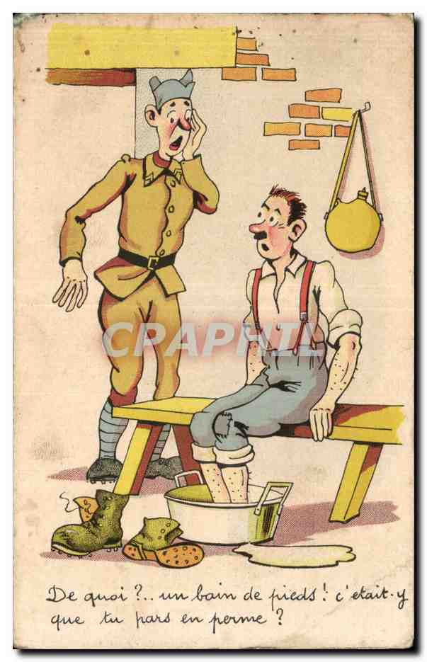 Soldado y civil — baño de pies — Serie Comica Militar — 3