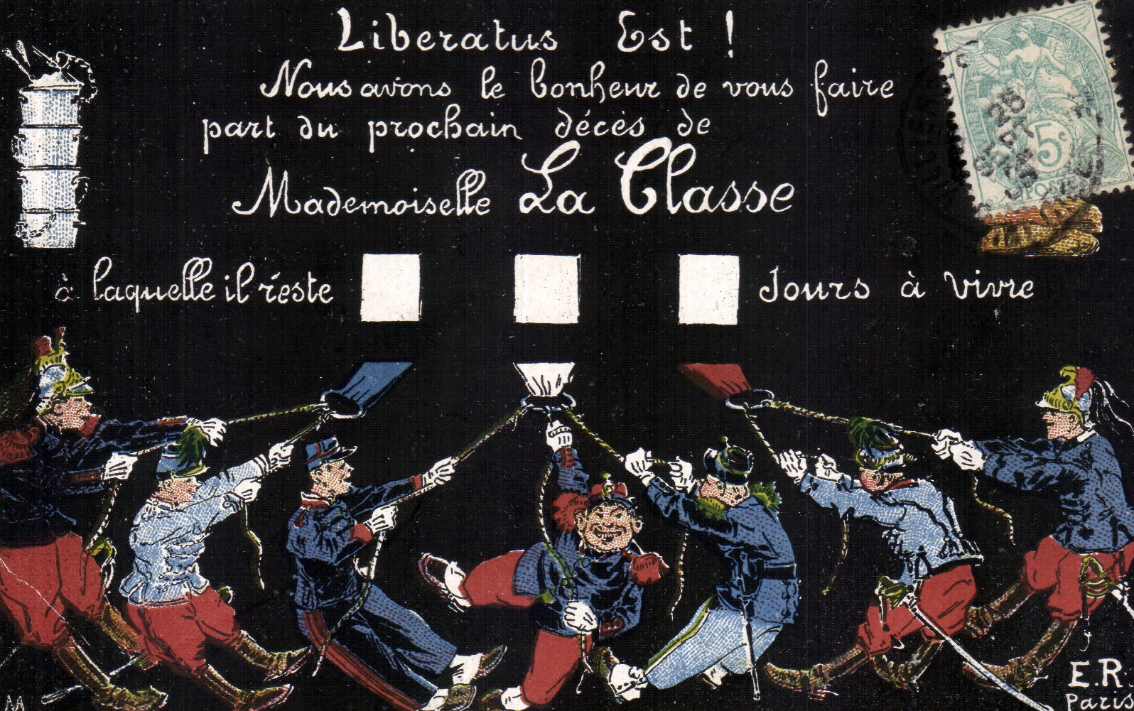 Cartolina d'epoca Fantasia Militare La classe Leberatus Est ! Dragoni