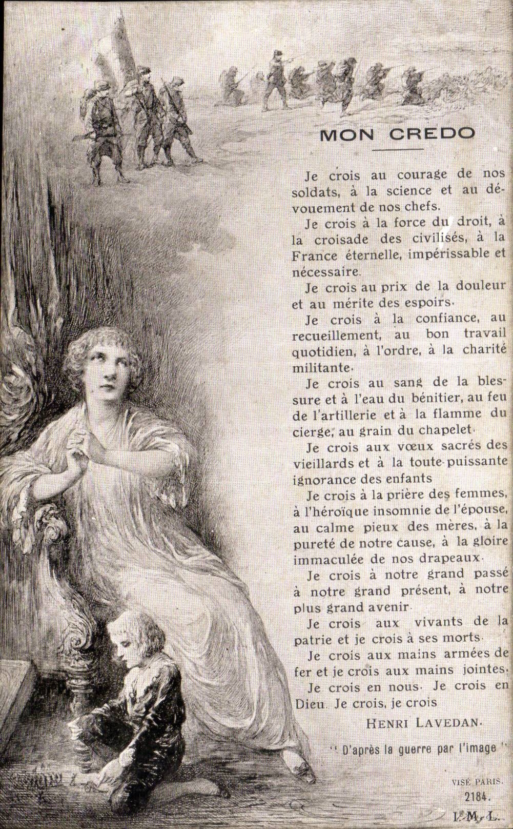 CPA Fantaisie Femme Militaria Mon credo