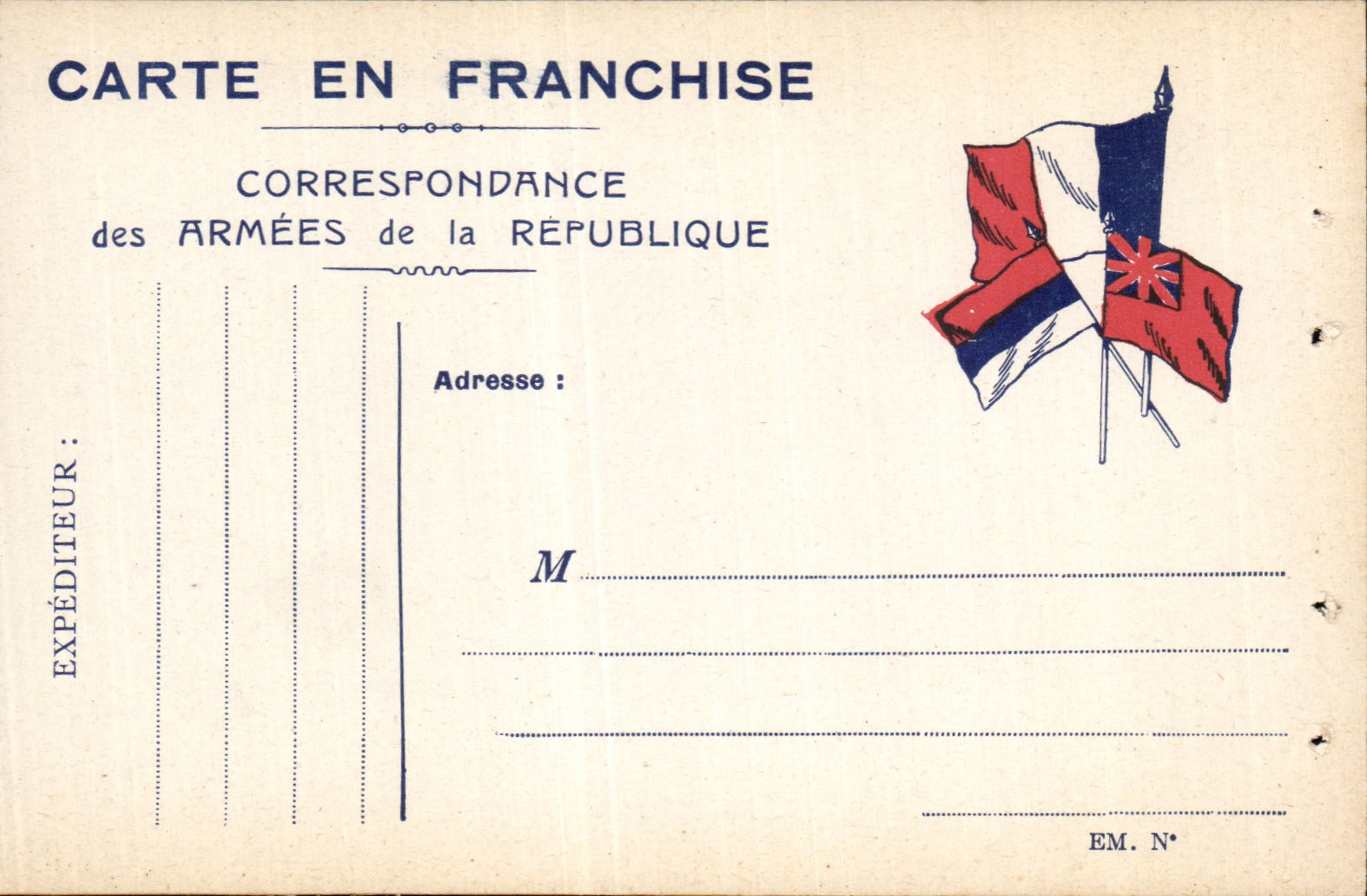 Carte en Franchise militaire Correspondance des armees (carte neuve) Militaria 