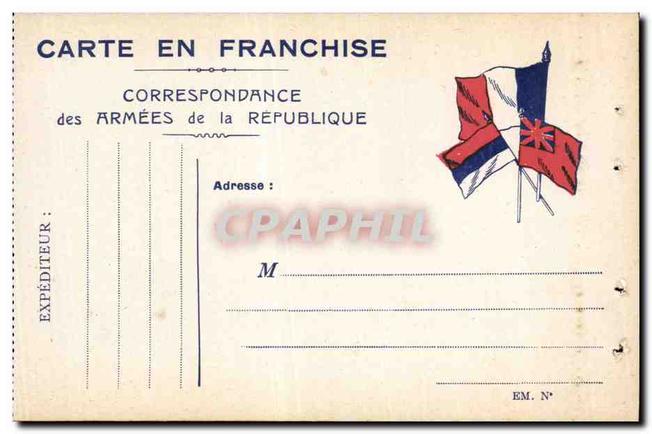Carte en Franchise militaire Correspondance des armees (carte neuve) Militaria 