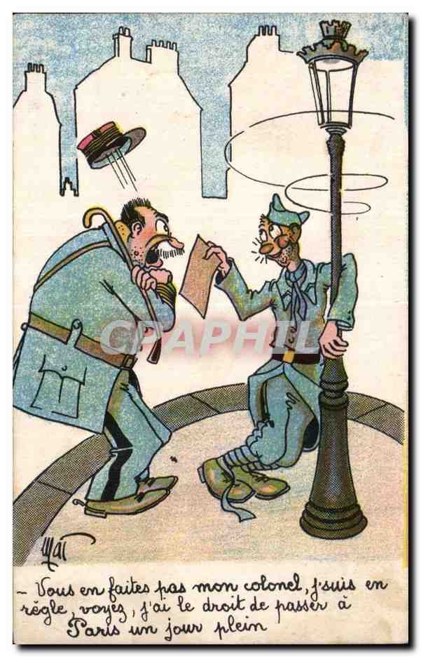 Soldat et colonel — caricature militaire — Collection Comique Militaire Noëter, n°49