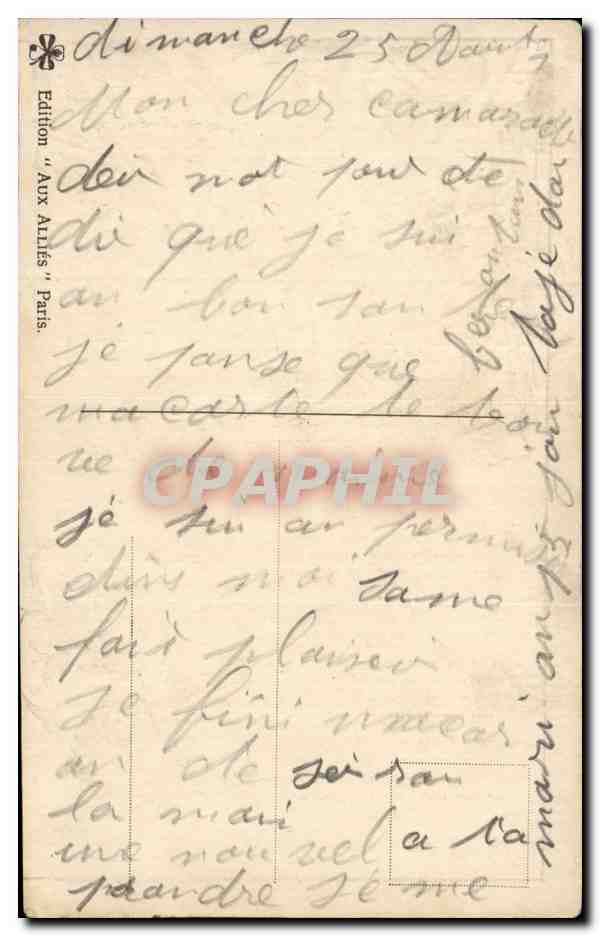 CPA Fantaisie Militaria Humour Soldat La marraine Chanouin — Verso