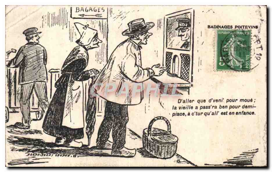Poitiers - Badinages Poitevins - Illustration - Humour - CPA