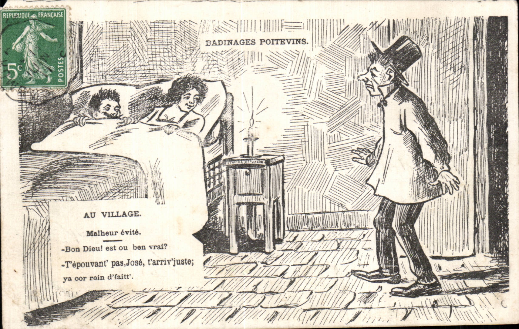 Poitiers - Badinages Poitevins - Illustration - Humour - Au Village - CPA