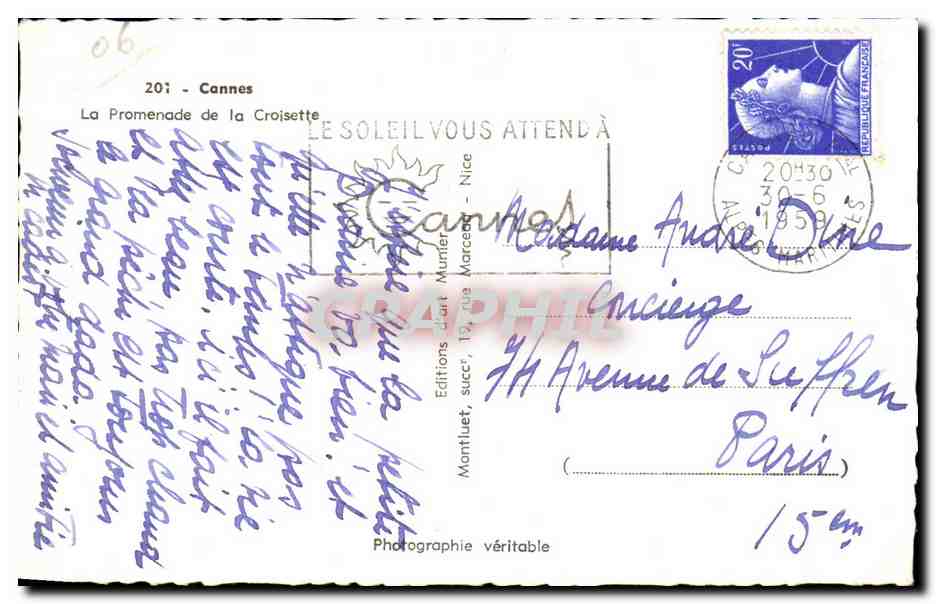 Cannes - La Promenade de la Croisette - CPA  — Verso