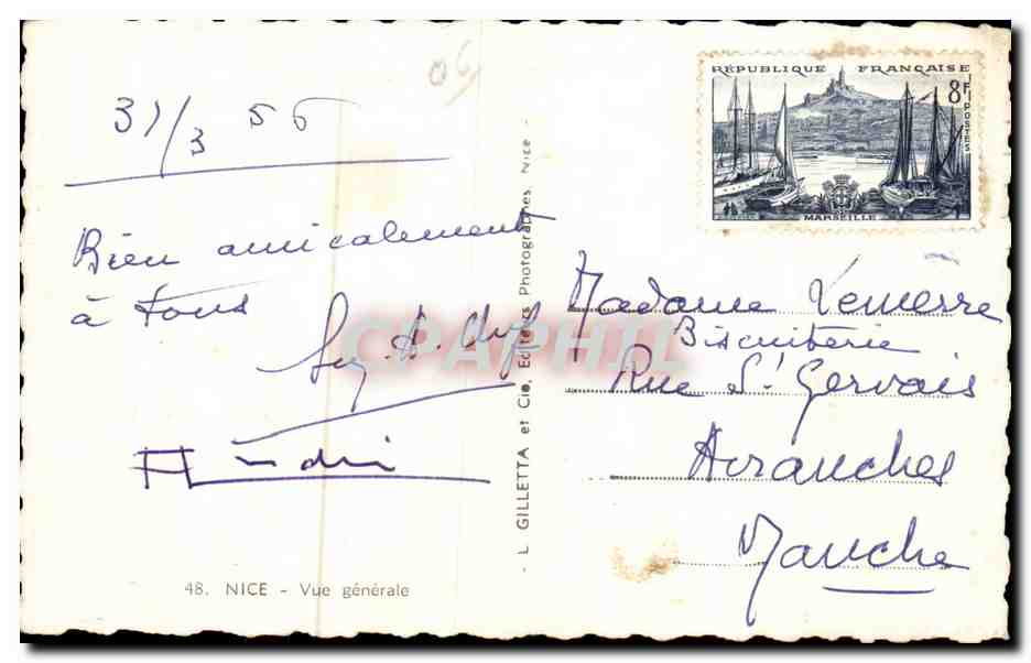 Nice - Vue Generale - CPA  — Rückseite