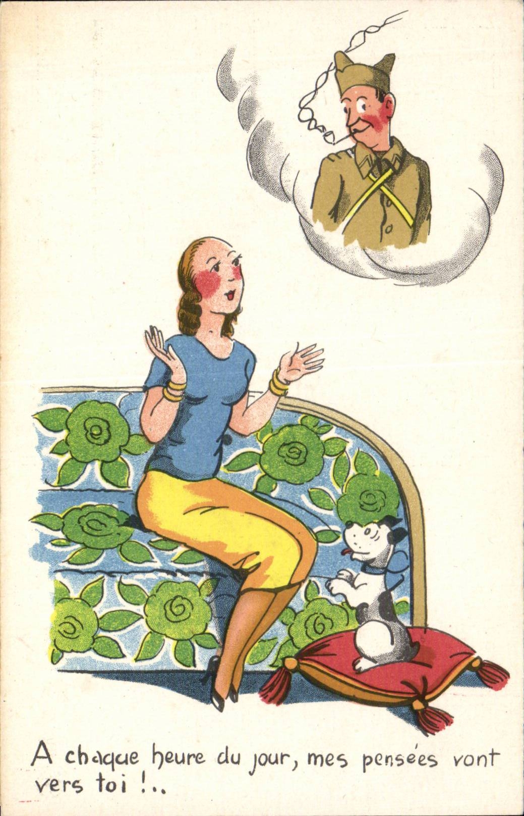 Militaria - Humoristique - Humour - Mes Pensees vont vers toi - CPA 