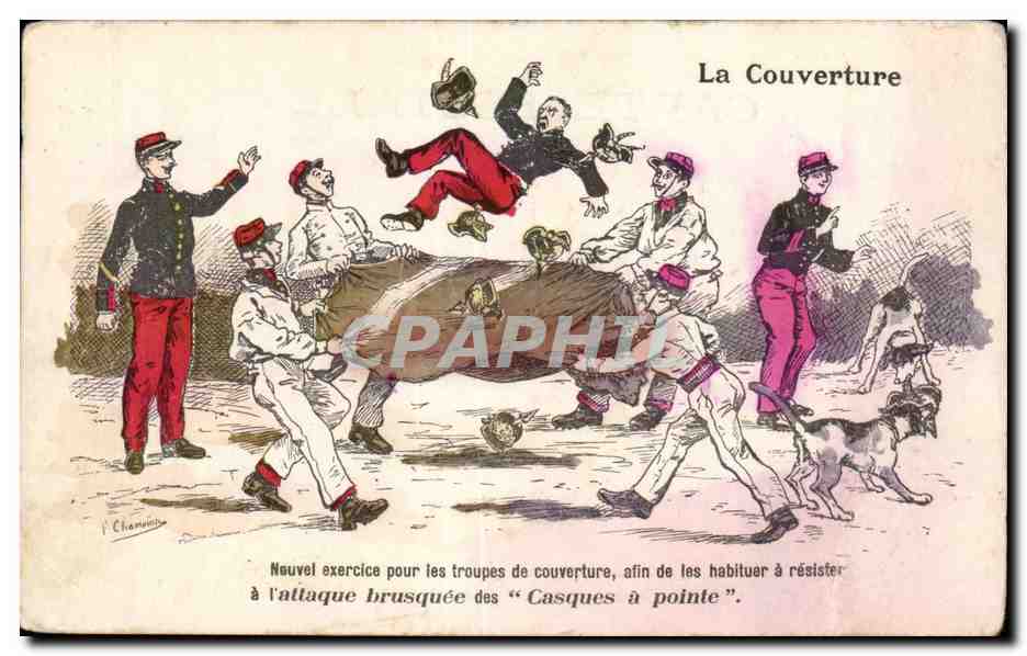 Militaria - Humoristique - Humour - Illustration - La Couverture Chien - CPA 