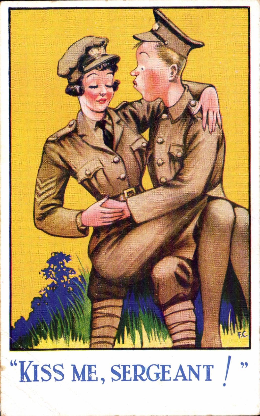 Militaria - Humoristique - Humour - Illustration - Kiss me Sergeant - CPA 