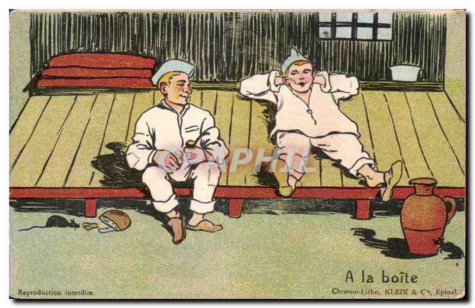 Deux enfants jouant à la boîte — Chromo-Litho KLEIN & C°, Epinal