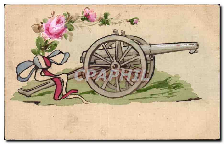 Militaria - Humoristique - Humour - Illustration - Canon - Fleurs - CPA 