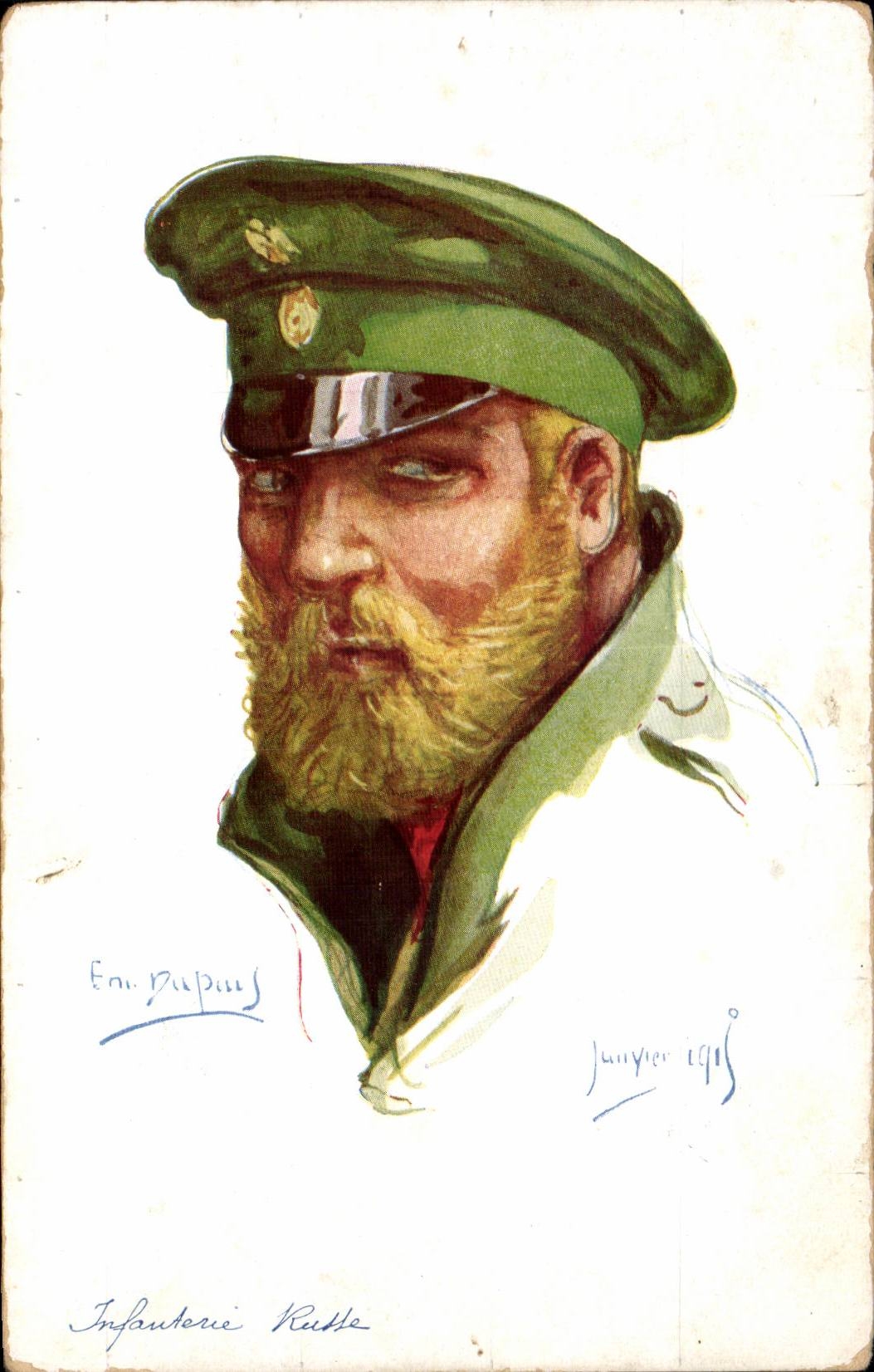 Infanterie Russe — Soldat barbu en uniforme — En. Dupaus, janvier 1915