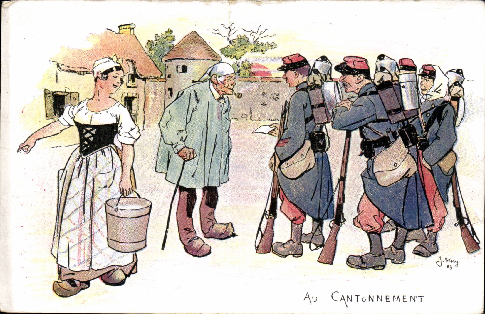 Militaria - Humoristique - Humour - Illustration - Au Cantonnement - CPA 